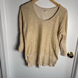 Moth Light Tan Scoop Neck Light Weight Sweater cotton/linen blend Y2K